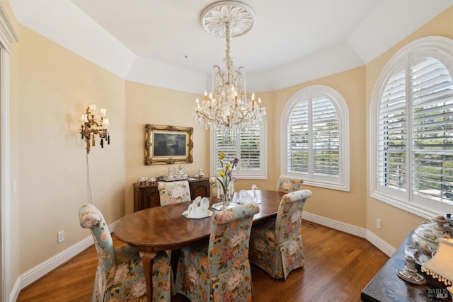9 Canyon Ct, Petaluma, CA 94952 - dining space featuring an inviting chandelier, baseboards, and wood finished floors