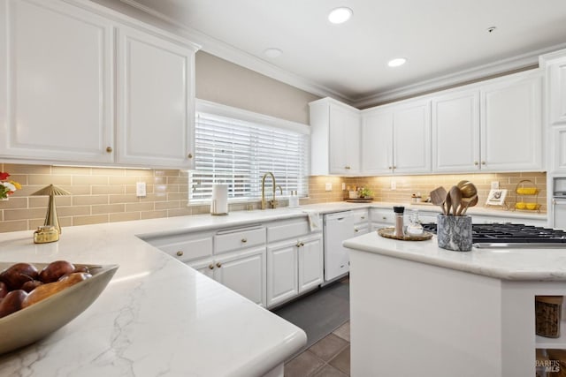 9 Canyon Ct, Petaluma, CA 94952 - kitchen with stainless steel gas cooktop, white cabinetry, a sink, and dishwasher