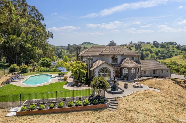 9 Canyon Ct, Petaluma, CA 94952 - exterior space with a lawn, a patio area, fence, and a fenced in pool