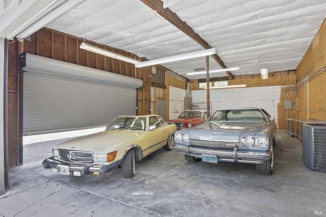 garage with central AC unit