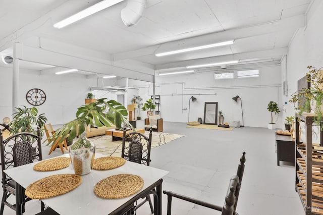 interior space with concrete floors