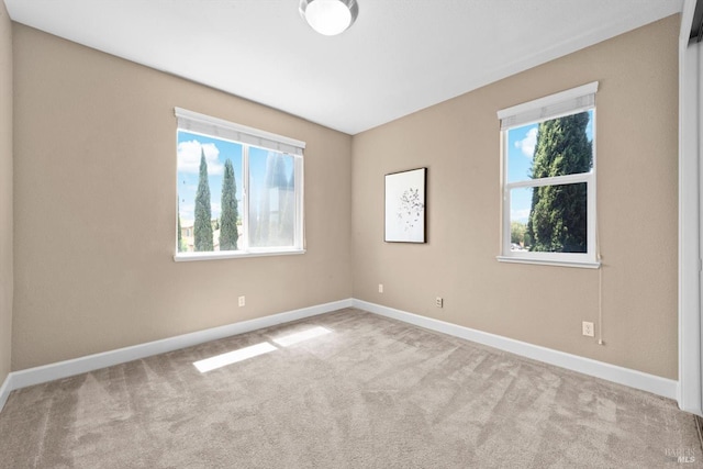 carpeted spare room with baseboards and a wealth of natural light