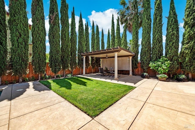 view of yard featuring a fenced backyard and a patio area