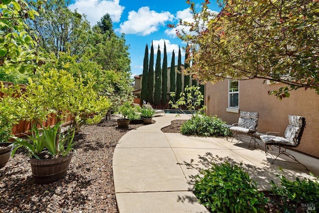 view of yard with a patio area and fence