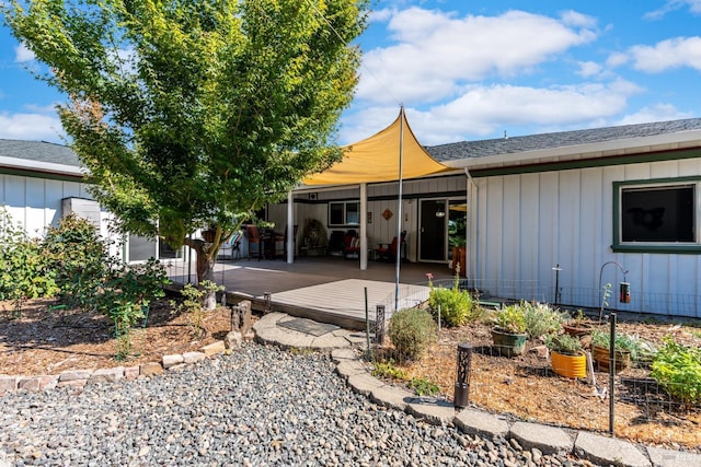 186 Easy St, Willits, CA 95490 - rear view of property with board and batten siding, a deck, and a shingled roof