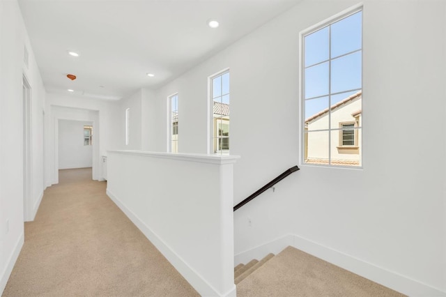 10592 Trill Way, Elk Grove, CA 95757 - hall with recessed lighting, baseboards, an upstairs landing, and light carpet