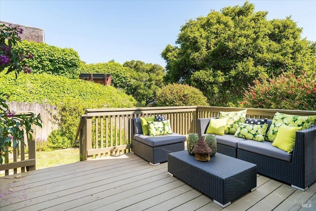 deck with an outdoor hangout area