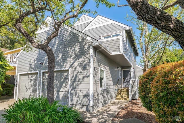 view of home's exterior with a garage
