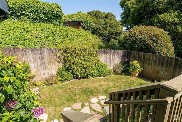 view of yard featuring a fenced backyard