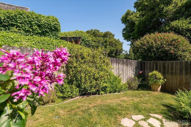 view of yard featuring fence