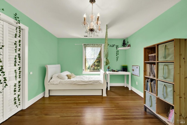 151 Randolph St, Napa, CA 94559 - bedroom featuring a chandelier, wood finished floors, and baseboards