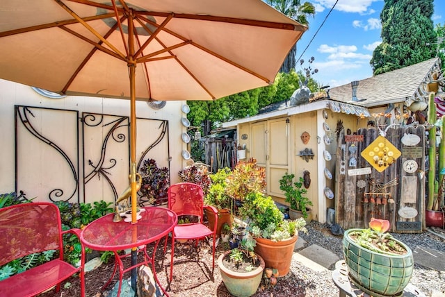151 Randolph St, Napa, CA 94559 - view of patio / terrace with fence and an outbuilding