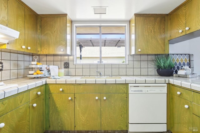 kitchen with backsplash, a sink, and dishwasher
