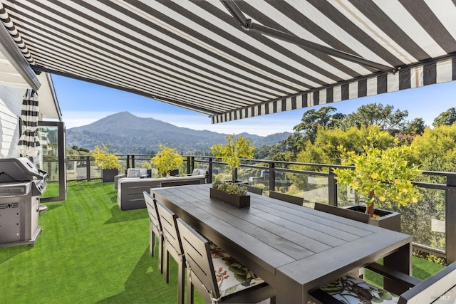 30 Corte Sereno, Greenbrae, CA 94904 - balcony with area for grilling, a mountain view, and outdoor dining area
