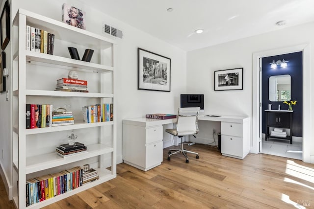 30 Corte Sereno, Greenbrae, CA 94904 - office featuring light wood finished floors, baseboards, and recessed lighting