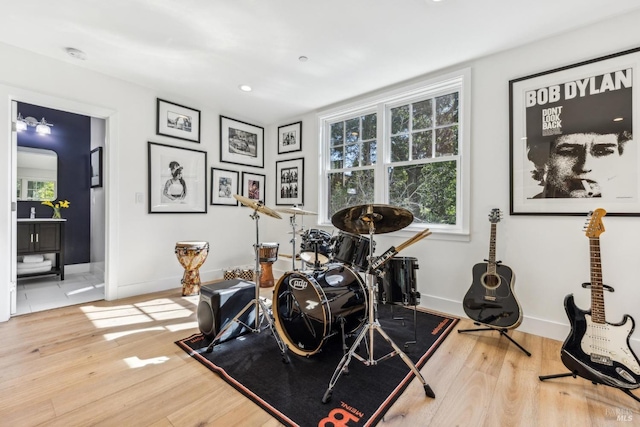 30 Corte Sereno, Greenbrae, CA 94904 - exercise room with wood finished floors, baseboards, and recessed lighting