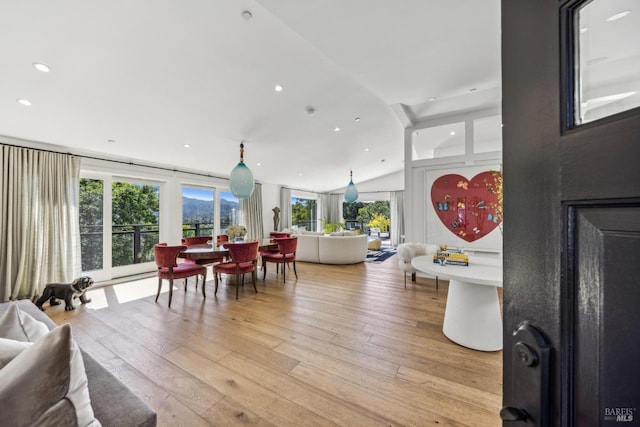 30 Corte Sereno, Greenbrae, CA 94904 - living area with light wood-style floors, recessed lighting, and vaulted ceiling