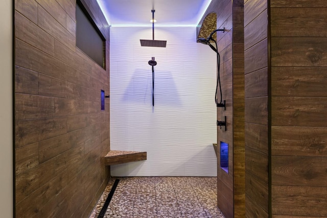 bathroom featuring walk in shower