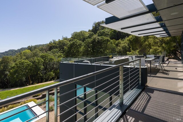 balcony with a view of trees
