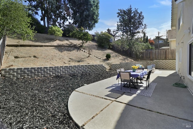view of patio / terrace with outdoor dining space and a fenced backyard