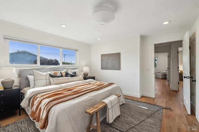 16 Tradewind Psge, Corte Madera, CA 94925 - bedroom featuring recessed lighting, baseboards, ornamental molding, and wood finished floors