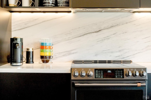 room details with stainless steel range with electric stovetop