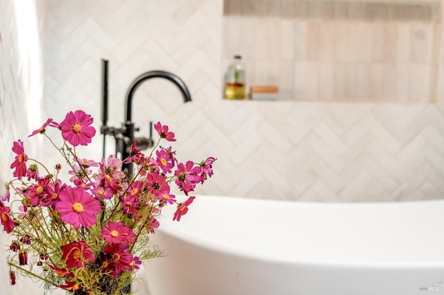 interior details featuring a freestanding tub