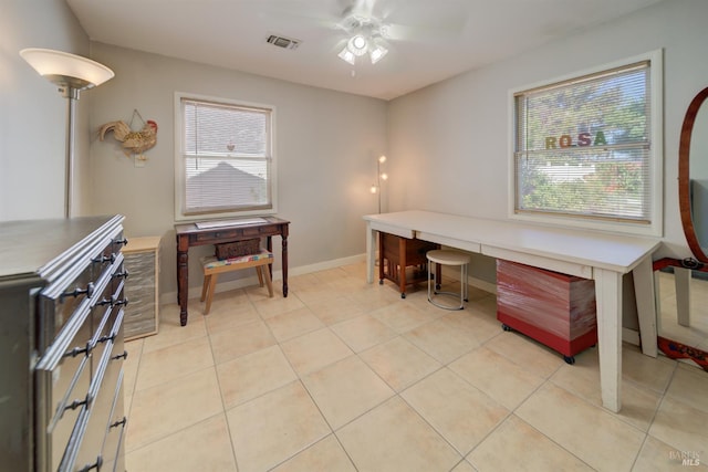 1812 Utah St, Fairfield, CA 94533 - office with a ceiling fan, light tile patterned floors, and baseboards