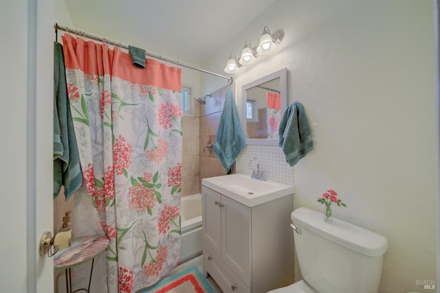1812 Utah St, Fairfield, CA 94533 - full bathroom featuring shower / bath combo, toilet, vanity, and tile walls