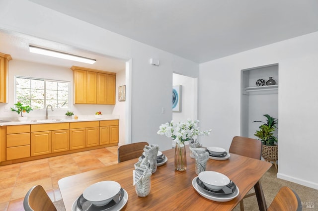 dining area featuring built in shelves