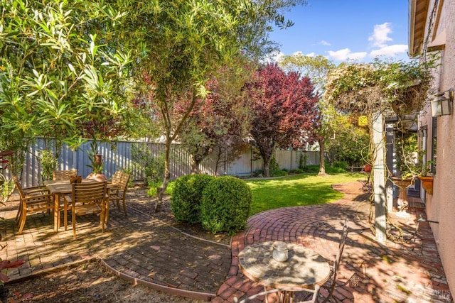 view of patio / terrace with outdoor dining area and a fenced backyard