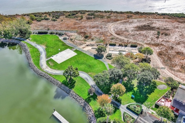 bird's eye view featuring a water view