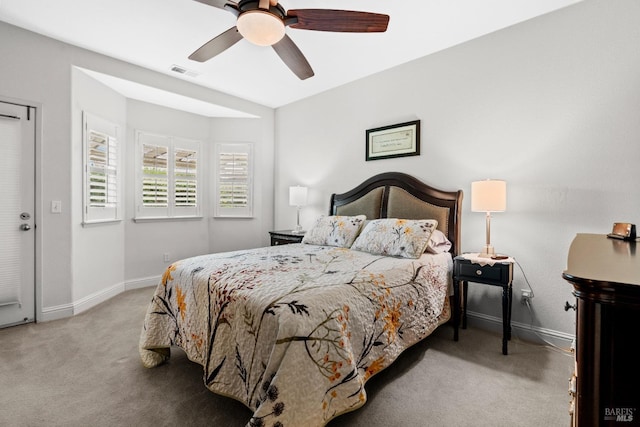 811 Inverness Dr, Rio Vista, CA 94571 - bedroom featuring carpet flooring, a ceiling fan, baseboards, and visible vents