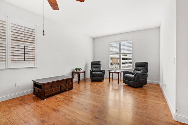 811 Inverness Dr, Rio Vista, CA 94571 - living area with baseboards, a ceiling fan, and wood finished floors