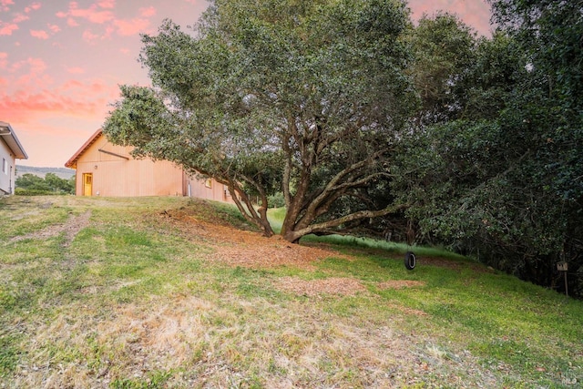 view of yard featuring an outdoor structure