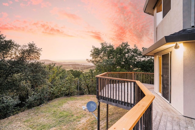 view of yard with a wooden deck