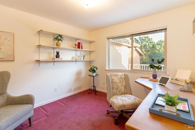 carpeted office space with baseboards