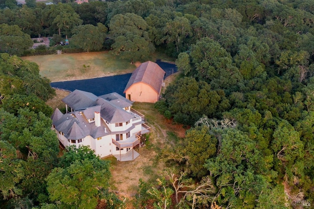 aerial view with a forest view