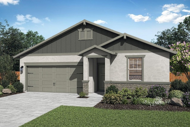 3125 Aerosmith Way, Stockton, CA 95212 - view of front of house with a garage, concrete driveway, stone siding, and stucco siding