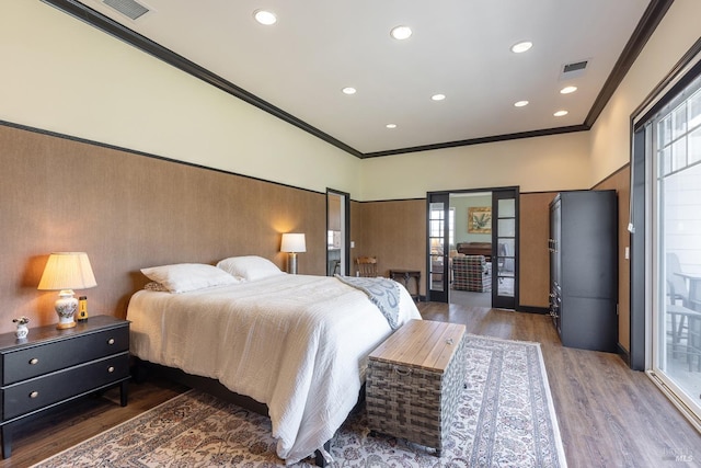 3785 Roblar Rd, Petaluma, CA 94952 - bedroom with ornamental molding, wood finished floors, and recessed lighting
