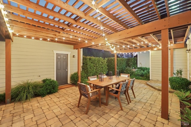 view of patio / terrace featuring outdoor dining area and a pergola