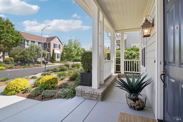 sunroom with a residential view