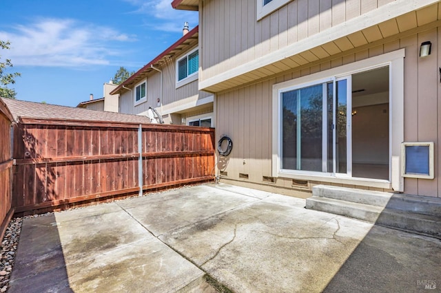 view of patio / terrace with fence and entry steps