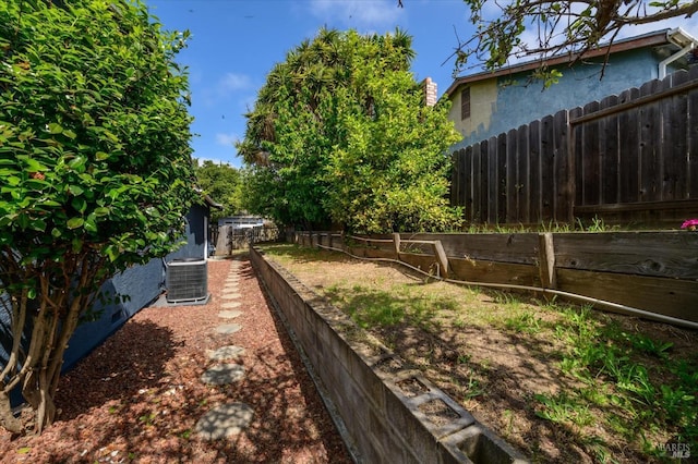 view of yard with a fenced backyard