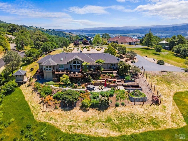 drone / aerial view with a mountain view