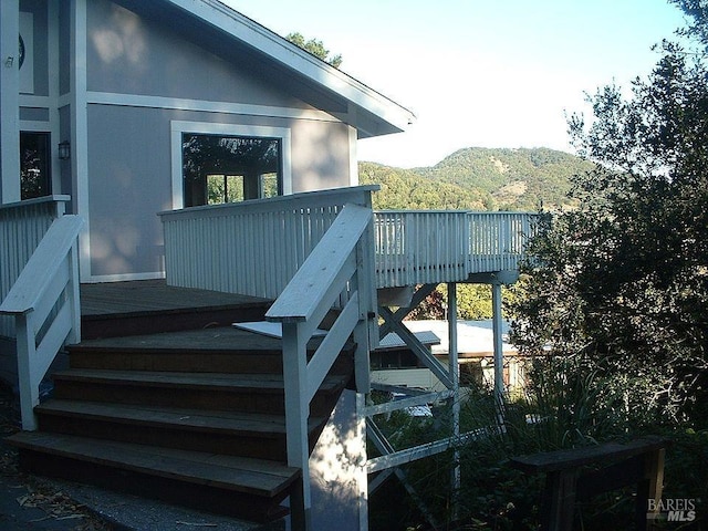 15 Main Dr, San Rafael, CA 94901 - view of home's exterior featuring a deck with mountain view and stairway