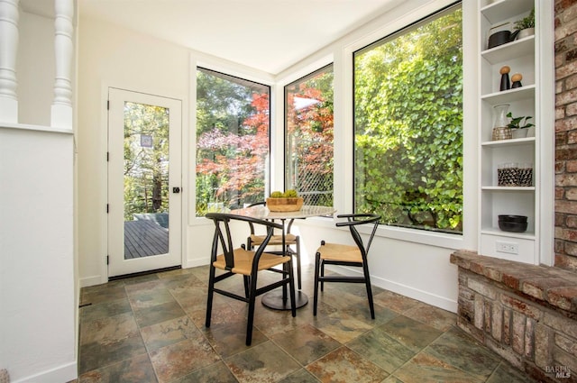 45 Laurel Grove Ave, Kentfield, CA 94904 - sunroom / solarium featuring baseboards, stone tile floors, and a healthy amount of sunlight