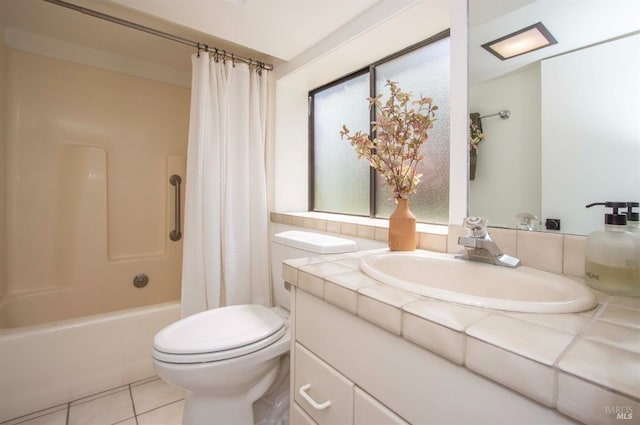 45 Laurel Grove Ave, Kentfield, CA 94904 - full bath with tile patterned flooring, shower / bath combo, toilet, and vanity