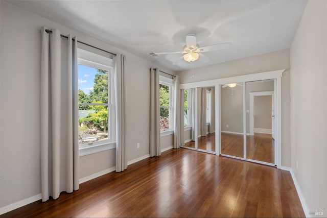190 Franklin St, Napa, CA 94558 - unfurnished bedroom with wood finished floors, baseboards, and a ceiling fan