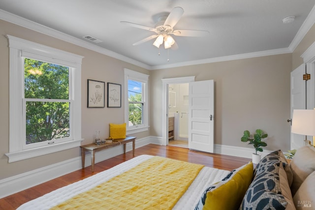 190 Franklin St, Napa, CA 94558 - bedroom featuring multiple windows, wood finished floors, crown molding, and baseboards